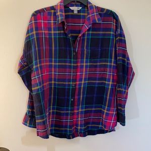 Plaid boyfriend button down with pocket